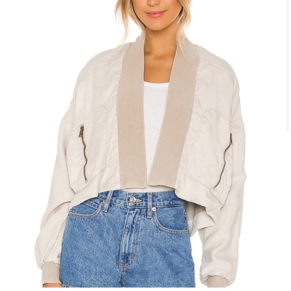 Beige Convertible Bomber Jacket